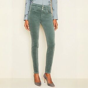 {Ann Taylor} "The High Rise Skinny Curvy" Teal Velvet Stretch Denim Jeans Pants